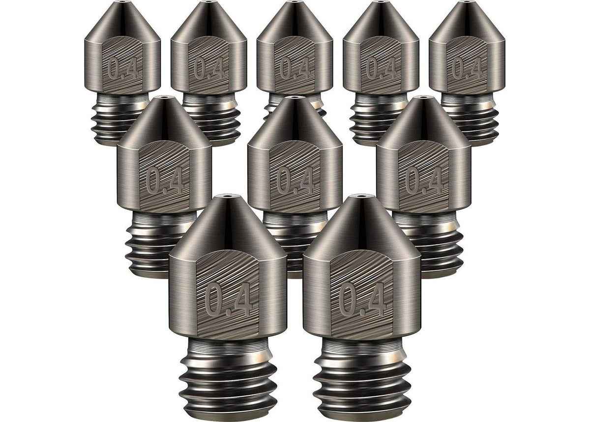 Hardened Stainless Steel with Tungsten MK8 Nozzles * 10 - JGMaker3D